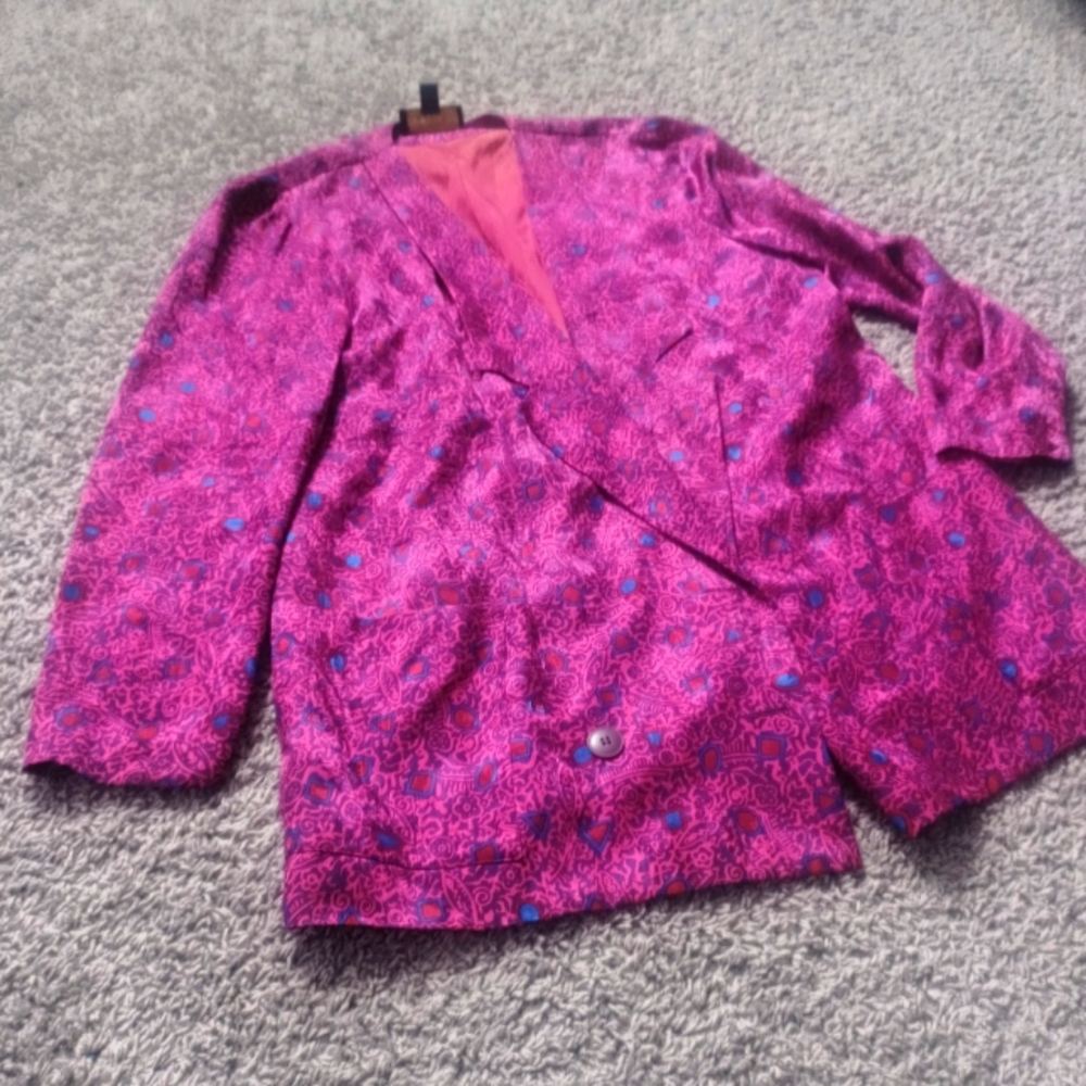 Women's Vintage Silk Pink Patterned Jacket
